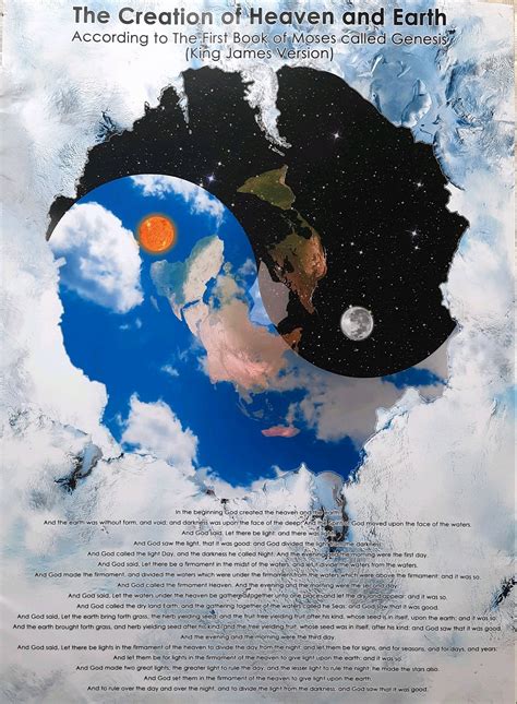 Poster The Flat Earth Map Yin Yang The Creation Of Heaven Etsy