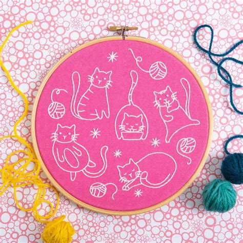 Cat Embroidery Kit – Hawthorn Handmade