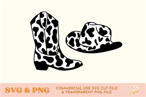 2 Cow Print Cowboy Boots Designs And Graphics