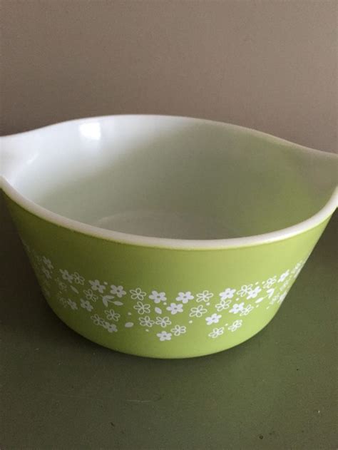 Green Pyrex Bowl Spring Blossom Crazy Daisy Casserole Dish Etsy