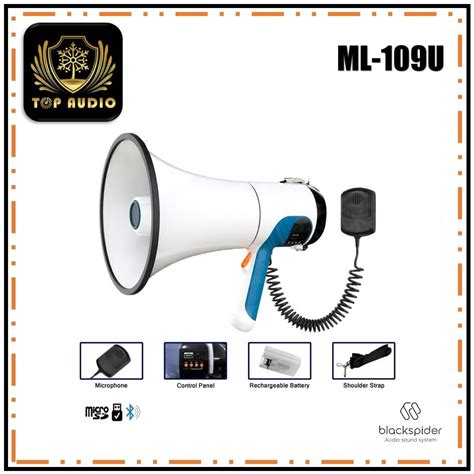 Black Spider ML 109U Megaphone Loud Hailer With Siren USB AUX