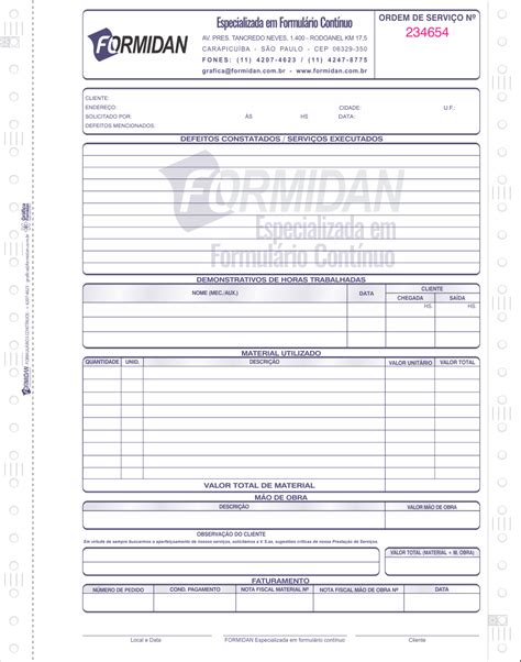 Ordem De Servi O Formidan Formul Rio Cont Nuo