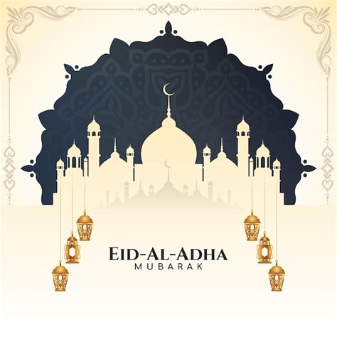 Traditioneller Islamischer Eid Al Adha Mubarak Grußhintergrund