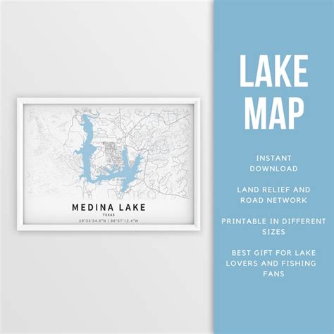 Printable Map of Medina Lake - Etsy