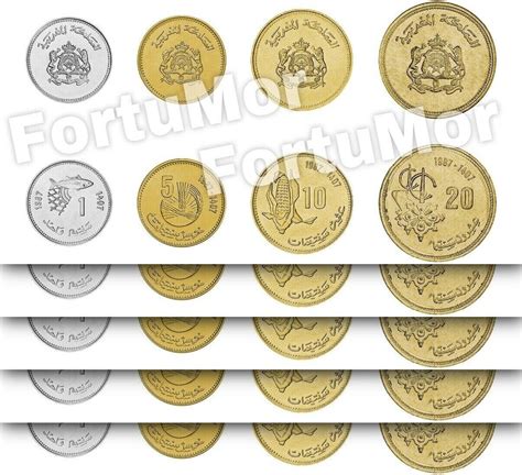 Morocco Unc Coin X Pcs Set Santimat Coins