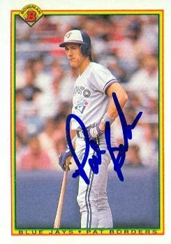 Pat Borders Autographed Baseball Card Toronto Blue Jays Bowman