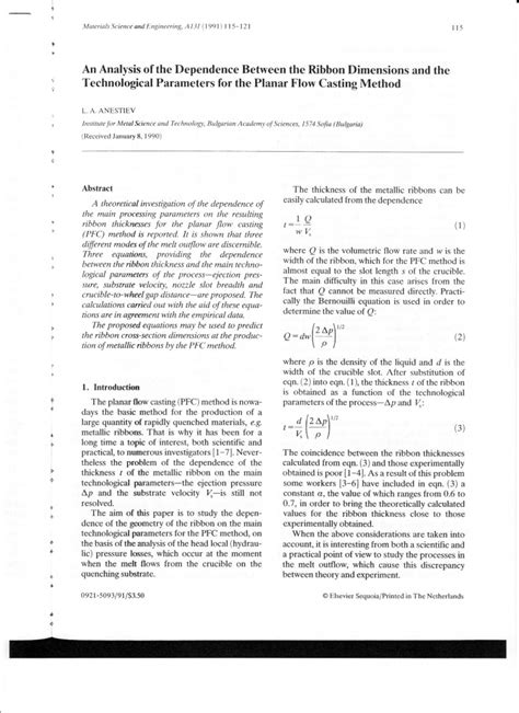 analysis   dependence   ribbon dimensions