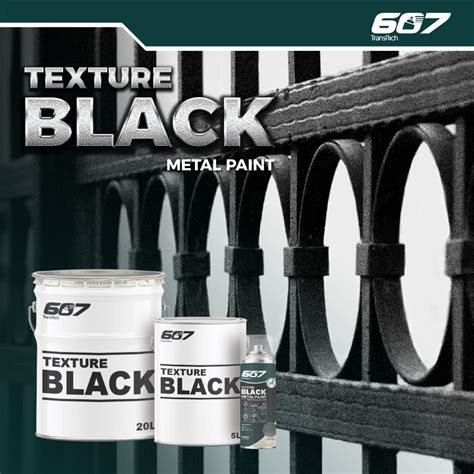 Transrich 607 Texture Black Metal Paint Cat Besi Aerosol Spray Paint