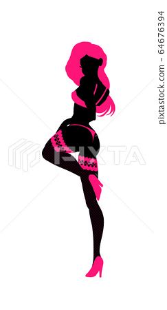 Sexy Woman Silhouette In Underwear Club Burlesque Stock Illustration