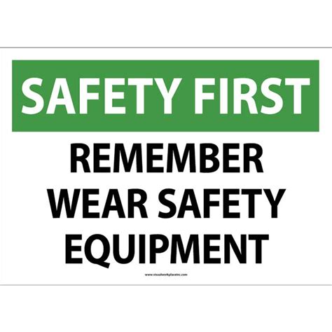 Osha Polylabel Safety First Remember Wear Safety Equipment 5pk