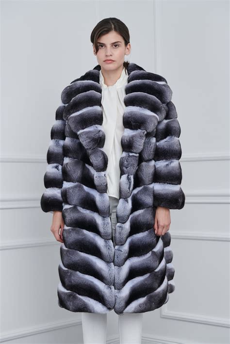 Chinchilla Coat With Wide Rever Collar Shopifur