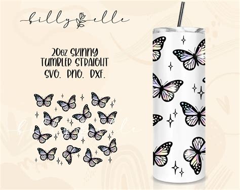 Butterflies Pattern Wrap SVG File 20oz Skinny Tumbler Etsy