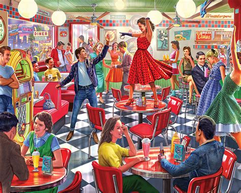 Dancing At The Diner 1000 Pieces White Mountain Puzzle Warehouse