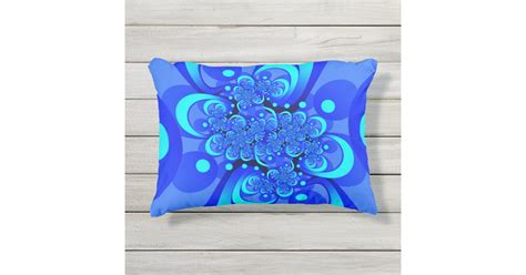 Shades Of Blue Modern Abstract Fractal Art Outdoor Pillow Zazzle