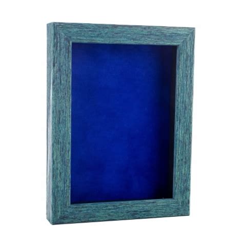 Rustic Blue Wood Shadow Box Frame With Acrylic Front Royal Blue Suede Backing 30 Sizes 4x