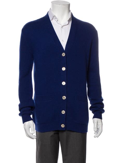 Gucci 'My Body My Choice' Wool V-Neck Cardigan - Blue Sweaters