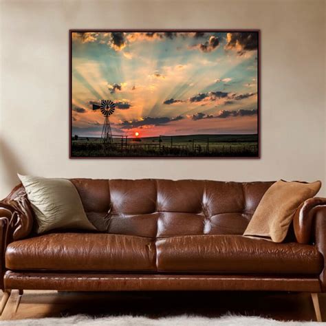 Windmill Wall Art Old Windmill At Sunrise Rustic Western Decor Large Canvas Print Photo Art