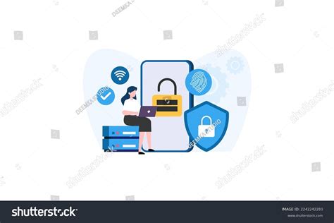 People Cyber Security Illustration Concept Stock Vector Royalty Free