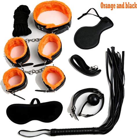 Maschio Femmina Moda Giocattoli Adulti Giochi Sesso Bondage 8pcsset Manette In Pelle Gag Whip