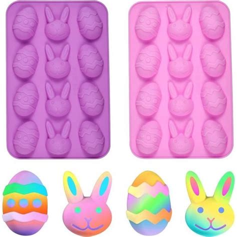 Oeuf De Pâques Et Lapin Moules En Silicone 2 Pcs 3D Chocolat Oeuf De