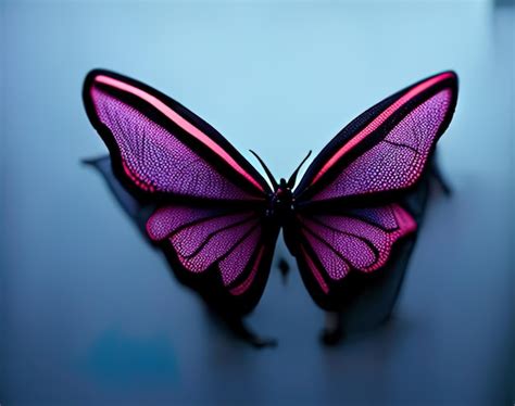 Una Mariposa Con Alas Rosas Est Sentada Sobre Un Fondo Azul Foto