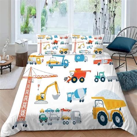 Housse De Couette 140X200 Tracteur De Dessin Animé Parure De Lit 1