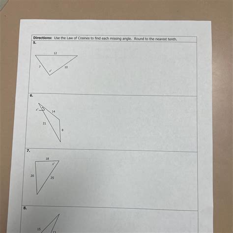 Unit 8 Right Triangles And Trigonometry Homework 7 Law Of Cosines