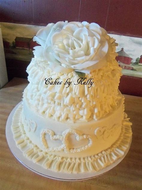 Roses Ruffles And Hearts Decorated Cake By Kelly CakesDecor