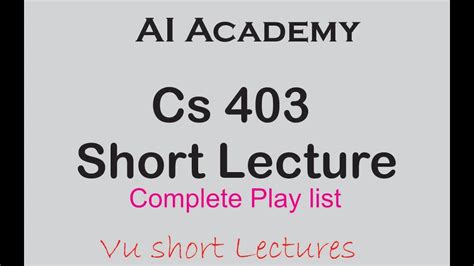 Cs Lecture Vu Short Lecture Youtube