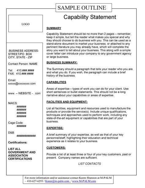 Effective Capability Statement Templates Examples Templatelab