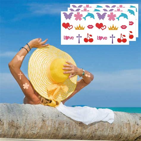 270pcs Tanning Sunbathing Stickers Self Adhesive Heart Lips Dolphin