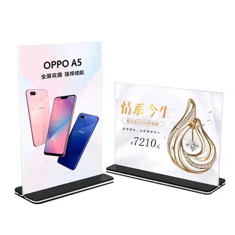 Custom Commercial A4 A5 A6 Acrylic Pedestal Shelf Sign Acrylic Name Card Stand Up Table Top