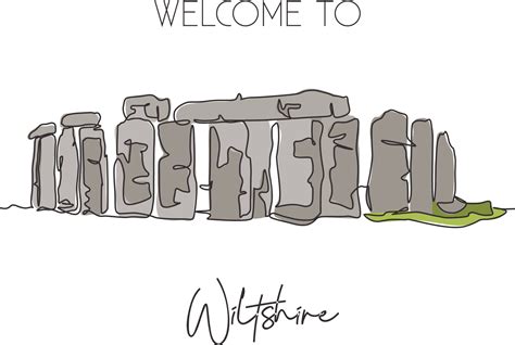 soltero continuo línea dibujo Stonehenge prehistórico punto de