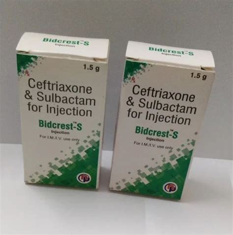 Bidcrest 1 5gm Ceftriaxone Sulbactam For Injection 1 5 Gm At 115