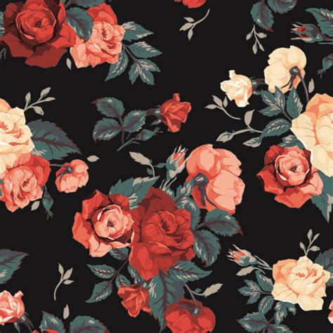 Vintage Roses Vector Seamless Pattern 02 Free Download