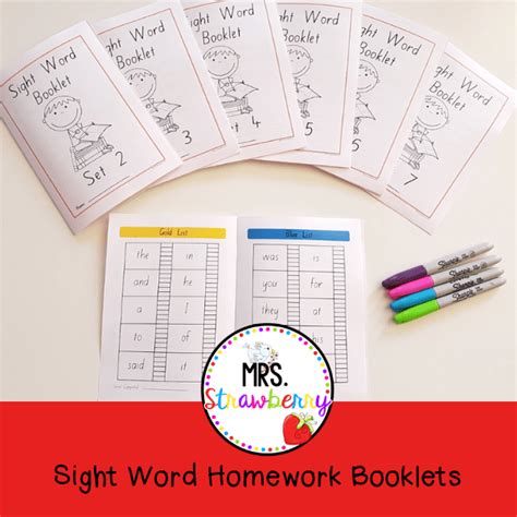 Sight Word Practice Booklets K 6 Homework Mrs Strawberry