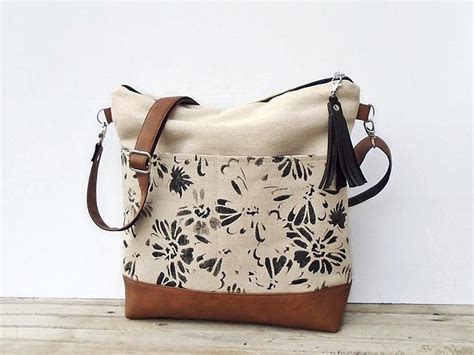 Canvas Crossbody Bag Zipper Large Medium Jute Shoulder Bag Etsy