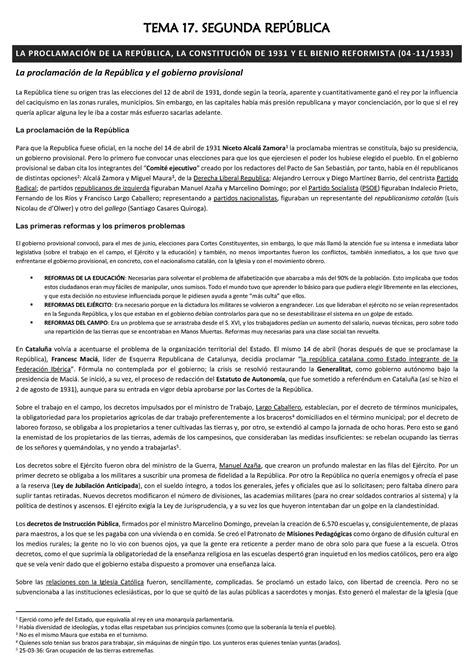 TEMA 17 Segunda República TEMA 17 SEGUNDA REPBLICA LA PROCLAMACIN