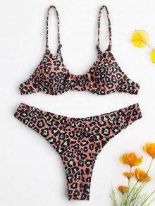 Off Zaful Underwire Leopard Bikini Set In Multi Zaful