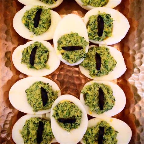 Dino Eye Deviled Eggs My First Pin Take Your Favorite Deviled Egg