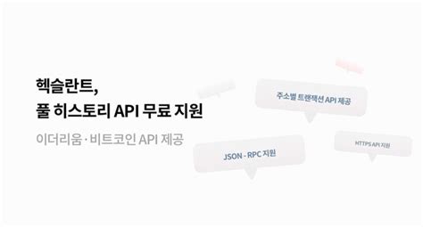 헥슬란트 풀 히스토리 Api 무료 지원∙∙∙블록체인 기업 글로벌 시장 진출 돕는다