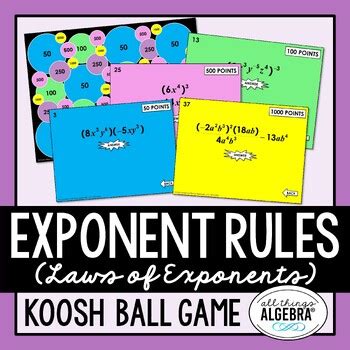 Exponent Rules Games Teaching Resources | Teachers Pay Teachers