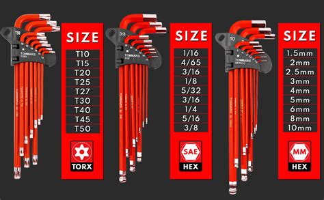 Tommars Hex Key Set Magnetic Ball End S Steel With T Handle Hex Key