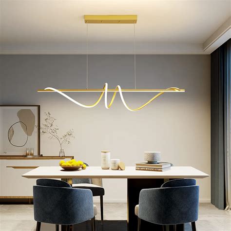 Mikeru 120CM Modern Golden Pendant Dining Light Remote Control