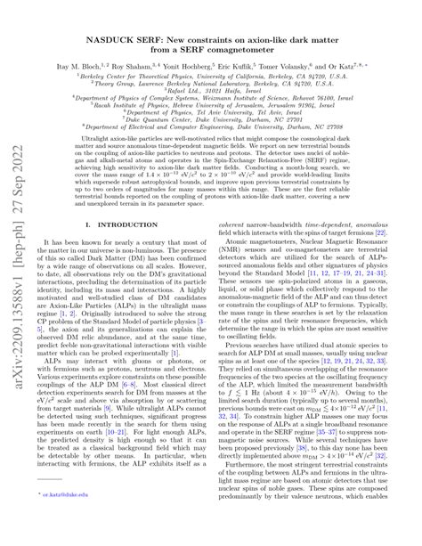 PDF NASDUCK SERF New Constraints On Axion Like Dark Matter From A