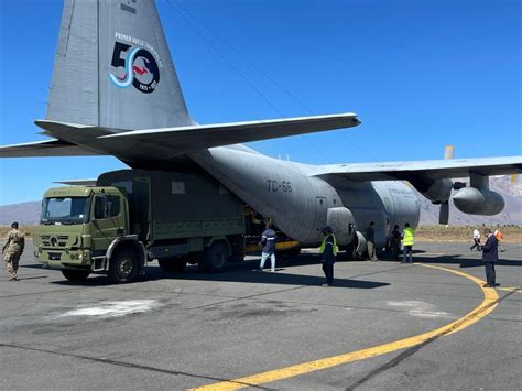 El Hércules C 130H TC 66 de la Fuerza Aérea Argentina transporta a