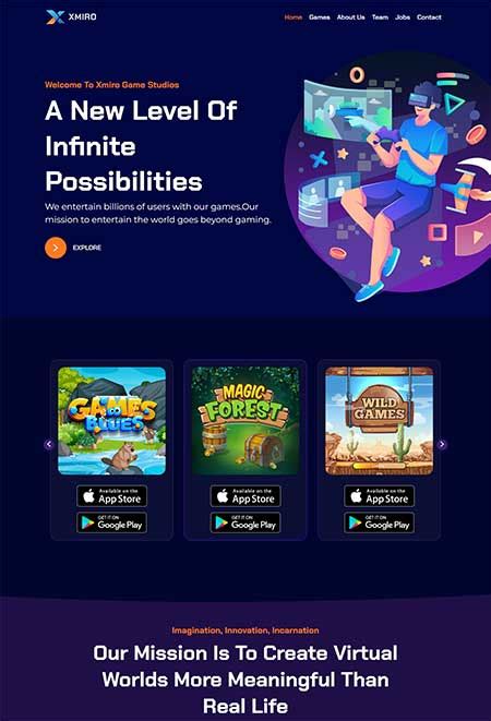 6 Best Gaming Studio Website Template 2024 - Frip.in