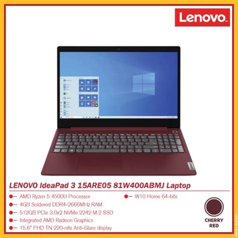 LENOVO IdeaPad 3 15ARE05 81W400ABMJ Laptop CHERRY RED Shopee Malaysia