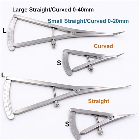 Dental Gauge Caliper Curved Straight Head Stainless Steel Ruler