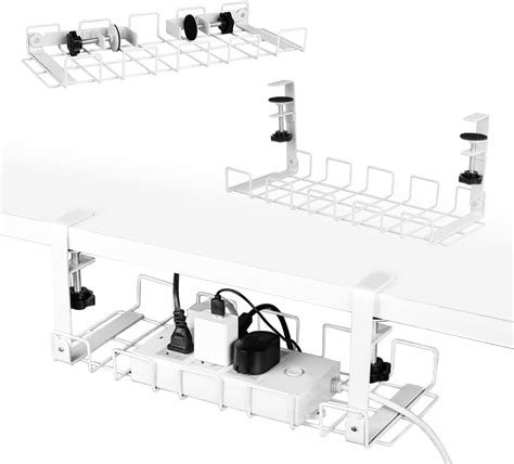 Under Desk Cable Management Tray 2 Packs 40cm Upgraded Under Desk Cord